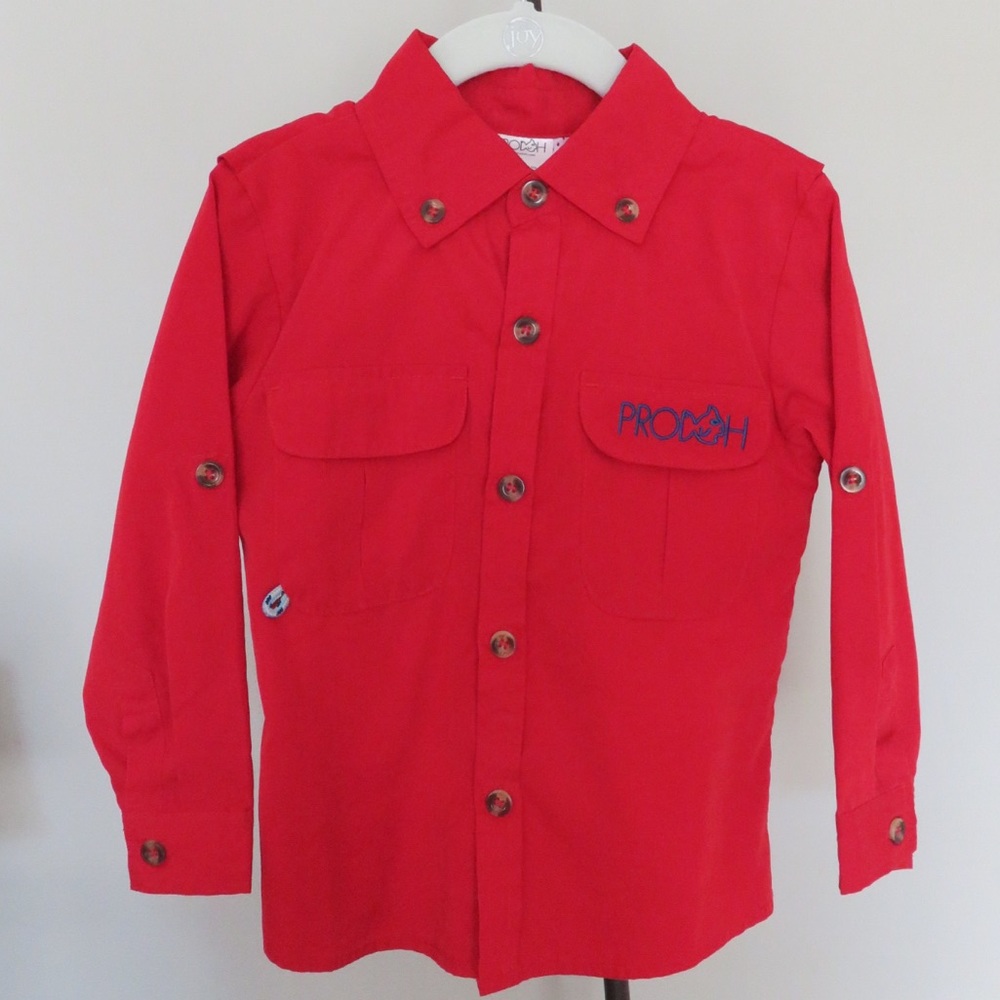 3T Red Prodoh Button Down Shirt UPF 20+